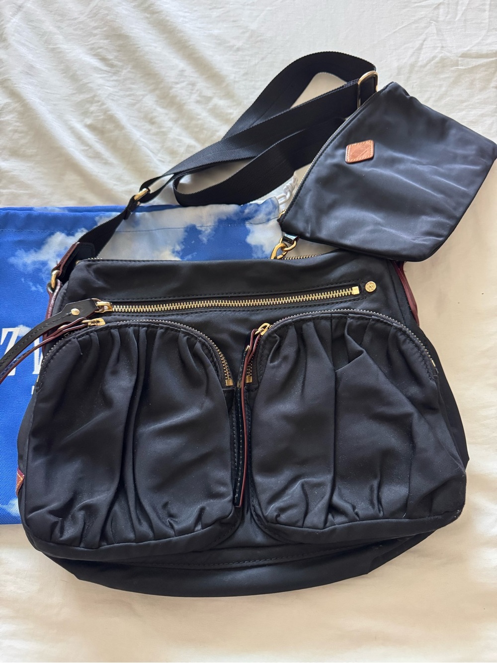 MZ Wallace Black Crossbody Bag with Gold Hardware